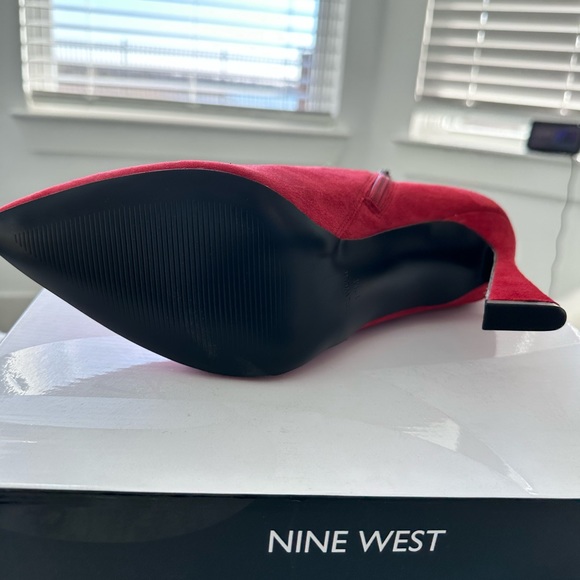 Brand new Nine West Torrie suede bootie. Size 12M color red. 3 inch heel. - Picture 6 of 8